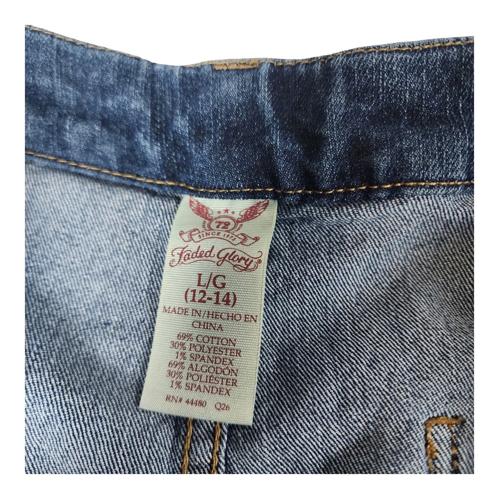 Faded Glory Womens Blue Denim Button Front Mini Skirt Size L 12-14 High Waisted - Picture 4 of 8